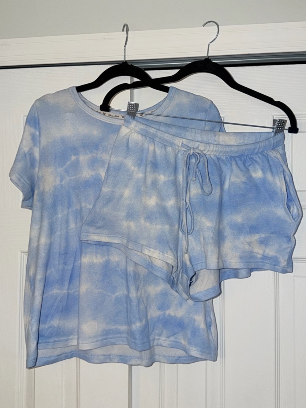 Tie-Dye Short Sleeve Top and Shorts PJ Set - Blue